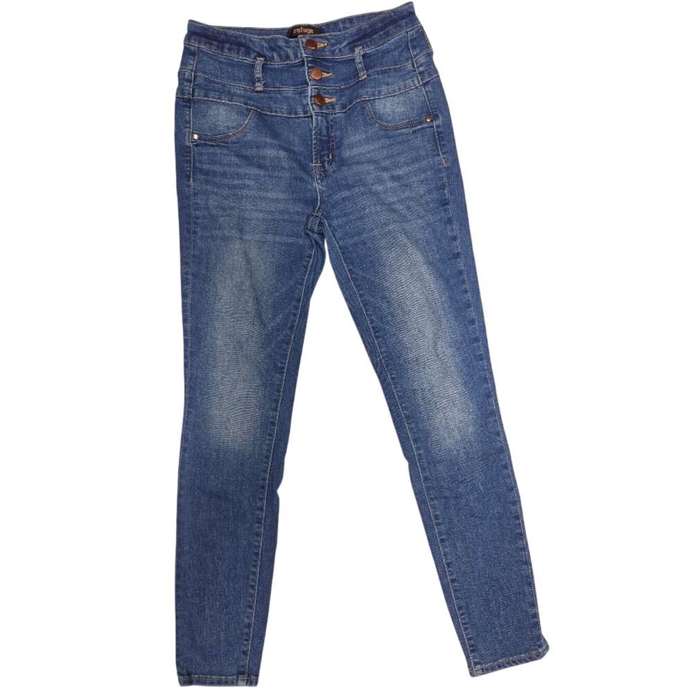 Charlotte Russe Refuge High Waisted Button Fly Skinny Jeans 4